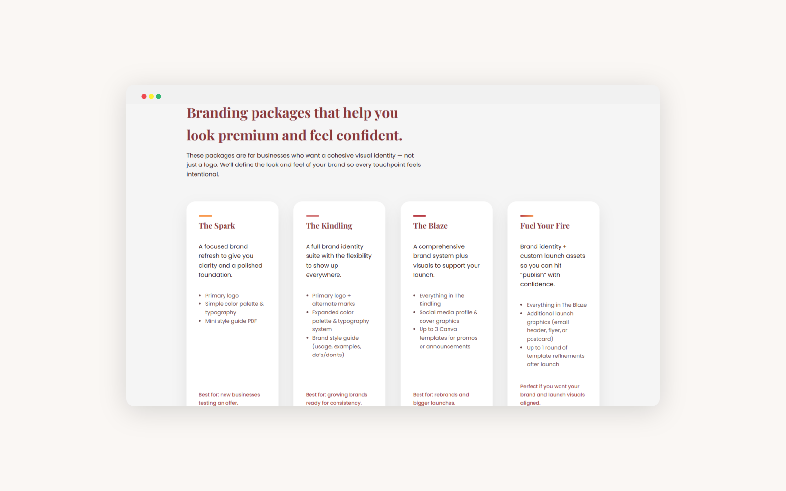 M Square Designz services page layout