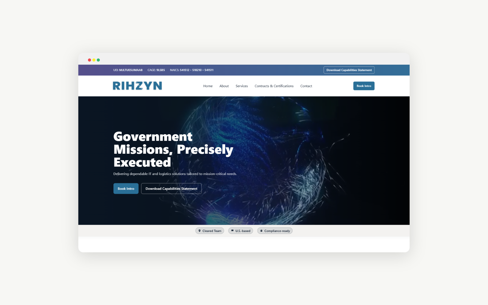 Rihzyn Technology Group website homepage mockup